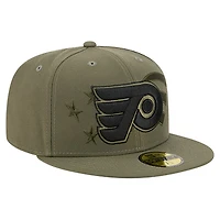 Casquette ajustée 59FIFTY olive pour homme des Flyers de Philadelphie, motif drapeau militaire New Era