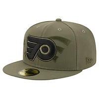 Casquette ajustée 59FIFTY olive pour homme des Flyers de Philadelphie, motif drapeau militaire New Era