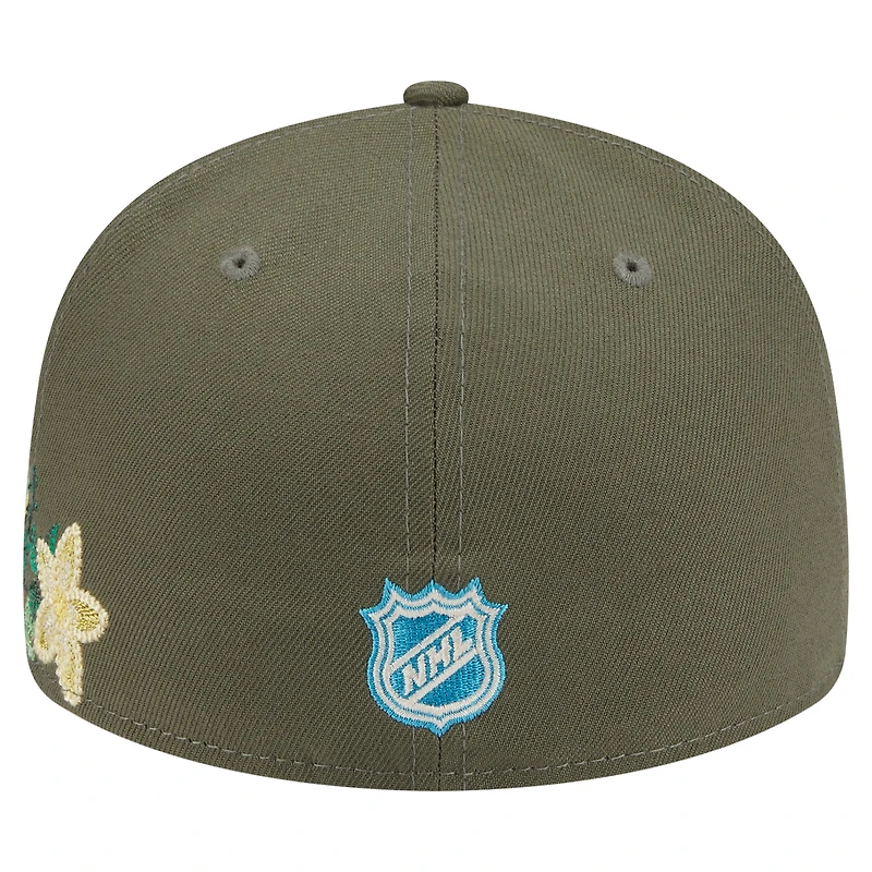 Men's New Era Olive Philadelphia Flyers Tonal Florals 59FIFTY Fitted Hat