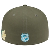 Men's New Era Olive Philadelphia Flyers Tonal Florals 59FIFTY Fitted Hat