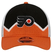 Men's New Era  Orange/Black Philadelphia Flyers Hockey Sock 9FORTY A-Frame M-Crown Adjustable Trucker Hat