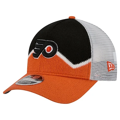 Men's New Era  Orange/Black Philadelphia Flyers Hockey Sock 9FORTY A-Frame M-Crown Adjustable Trucker Hat