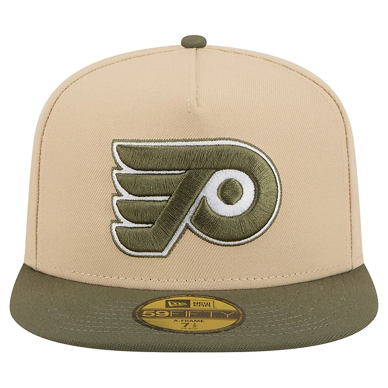Men's New Era Tan/Olive Philadelphia Flyers Color Pack Two-Tone 59FIFTY A-Frame Fitted Hat