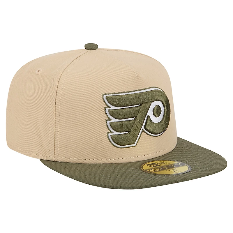 Men's New Era Tan/Olive Philadelphia Flyers Color Pack Two-Tone 59FIFTY A-Frame Fitted Hat