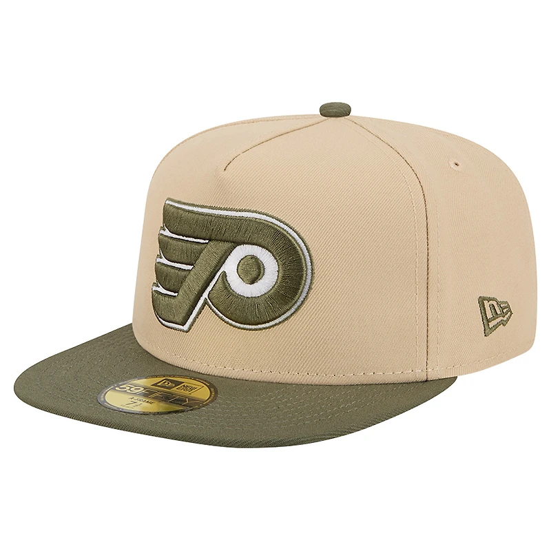 Men's New Era Tan/Olive Philadelphia Flyers Color Pack Two-Tone 59FIFTY A-Frame Fitted Hat