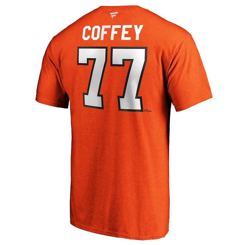 T-shirt orange Paul Coffey pour homme avec nom et numéro de joueur retraité authentique Stack des Flyers Philadelphie
