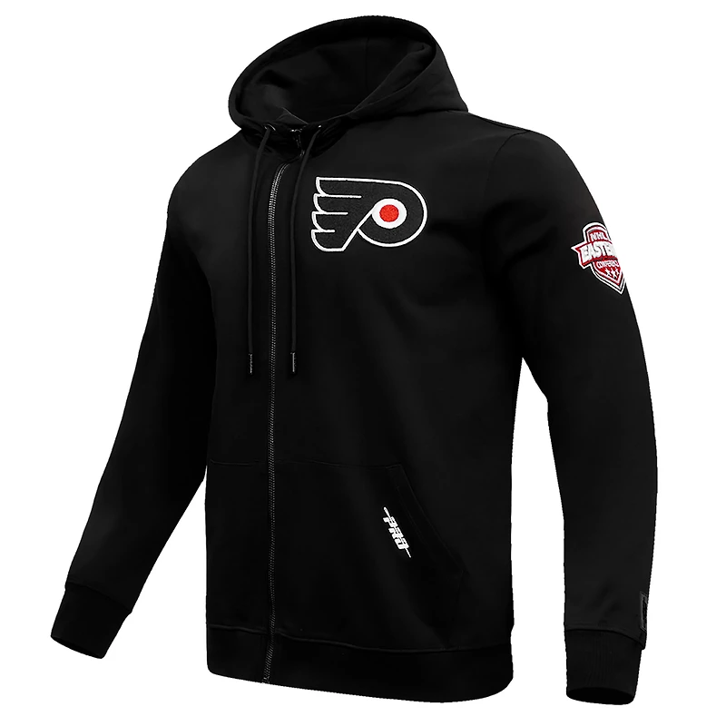 Veste à capuche entièrement zippée en chenille classique Pro Standard noire des Flyers de Philadelphie pour hommes