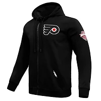 Veste à capuche entièrement zippée en chenille classique Pro Standard noire des Flyers de Philadelphie pour hommes