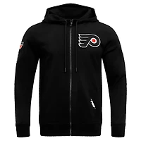 Veste à capuche entièrement zippée en chenille classique Pro Standard noire des Flyers de Philadelphie pour hommes