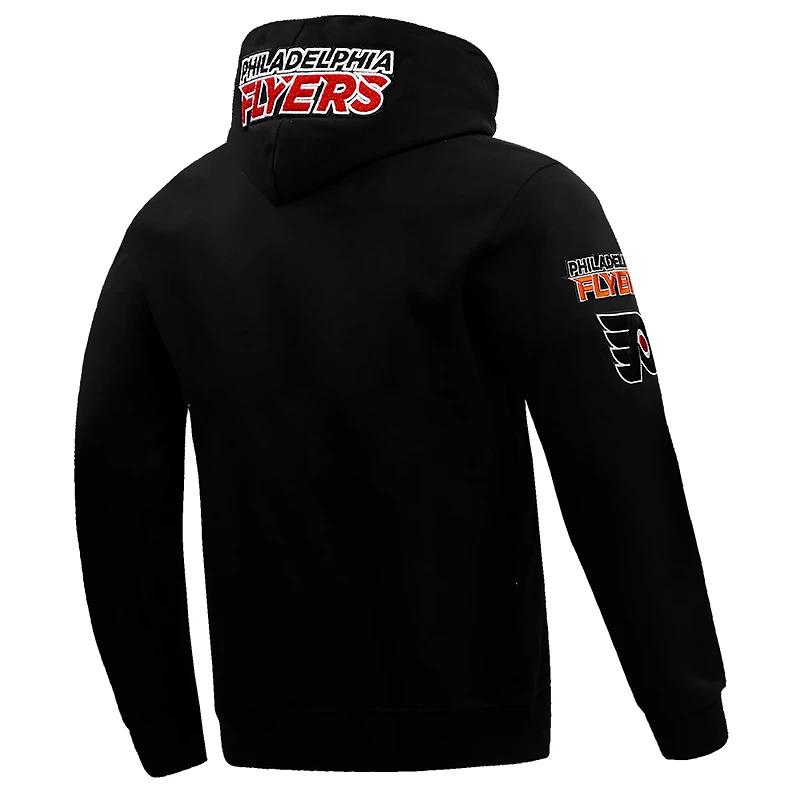 Veste à capuche entièrement zippée en chenille classique Pro Standard noire des Flyers de Philadelphie pour hommes