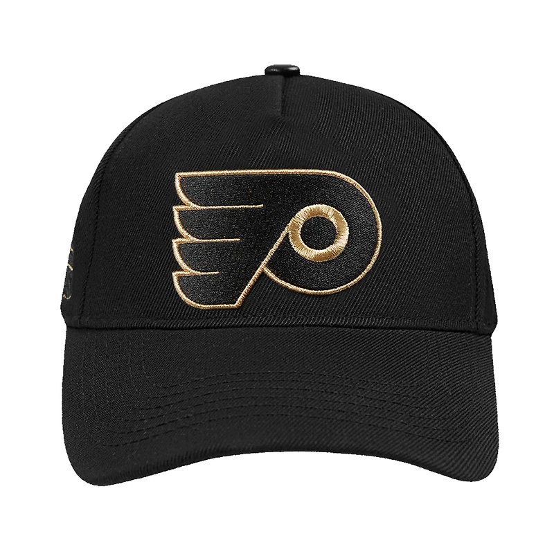 Men's Pro Standard  Black Philadelphia Flyers Metallic Logo Pinch Front Adjustable Hat