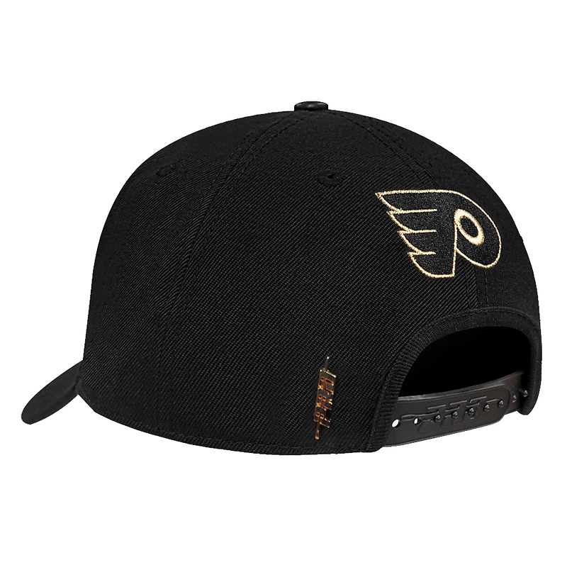 Men's Pro Standard  Black Philadelphia Flyers Metallic Logo Pinch Front Adjustable Hat