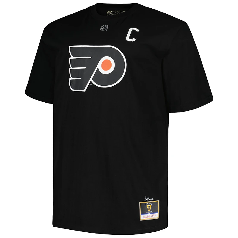 Profil pour hommes Eric Lindros Noir Philadelphia Flyers Big & Tall Captain Patch Nom et numéro T-shirt