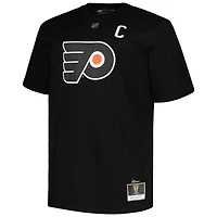 Profil pour hommes Eric Lindros Noir Philadelphia Flyers Big & Tall Captain Patch Nom et numéro T-shirt