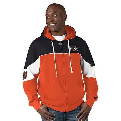Men's Starter Black/Orange Philadelphia Flyers Power Forward Full-Zip Hoodie
