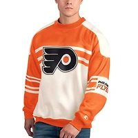 Men's Starter White Philadelphia Flyers Defense Fleece Crewneck Pullover Sweatshirt