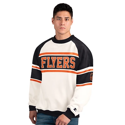 Sweat-shirt à col rond en polaire Starter White Philadelphia Flyers Defense pour homme