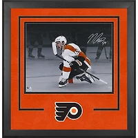 Photographie encadrée de luxe autographiée de Noah Cates, maillot blanc, 40,6 x 50,8 cm, des Flyers de Philadelphie