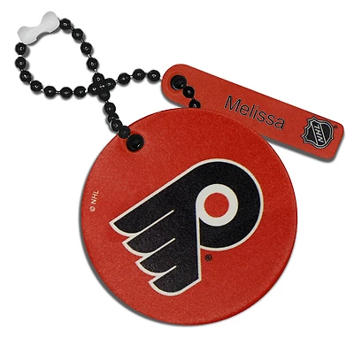Étiquette de sac ronde en cuir personnalisée orange Philadelphia Flyers