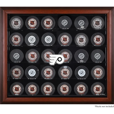 Vitrine de présentation en acajou pour 30 rondelles des Flyers de Philadelphie