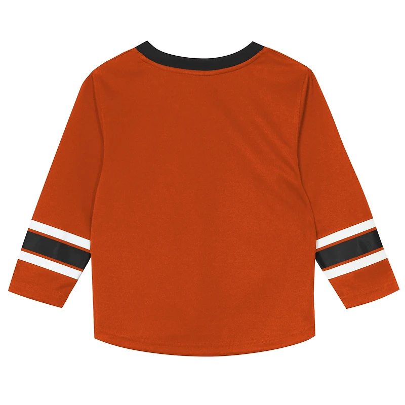 Ensemble t-shirt à manches longues et pantalon Outerstuff orange/noir Philadelphia Flyers Denting the Net pour enfants d'âge préscolaire
