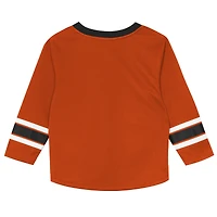 Ensemble t-shirt à manches longues et pantalon Outerstuff orange/noir Philadelphia Flyers Denting the Net pour enfants d'âge préscolaire
