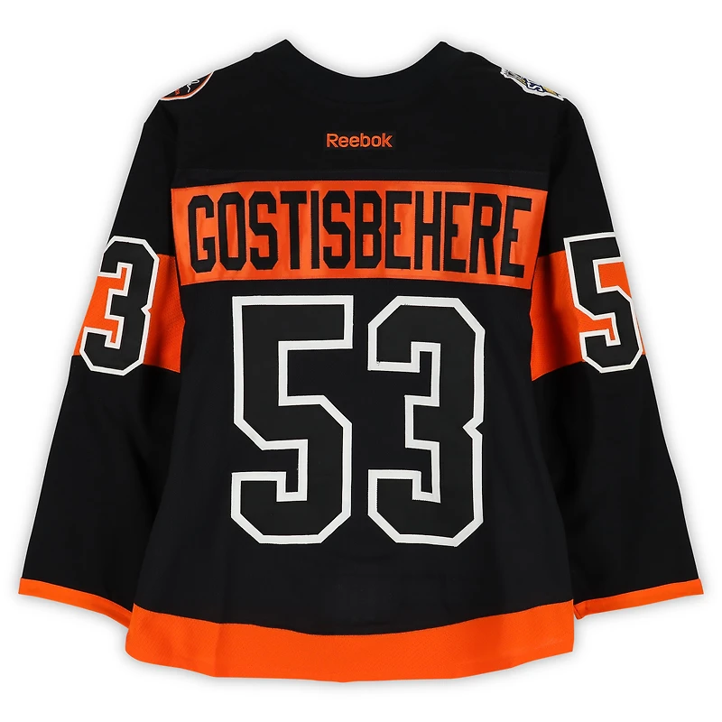 Shayne Gostisbehere Philadelphia Flyers Practice-Used #53 Black Reebok Jersey vs. Pittsburgh Penguins on February 25, 2017 - NHL Stadium Series - Worn During Warm-Ups