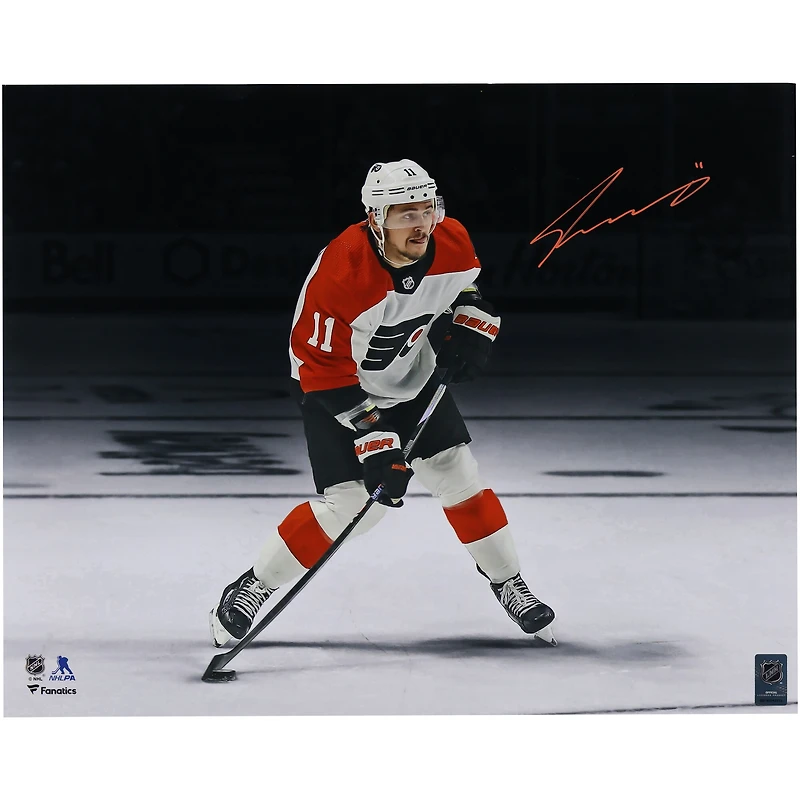 Travis Konecny Philadelphia Flyers Autographed 16" x 20" White Shooting Spotlight Photograph