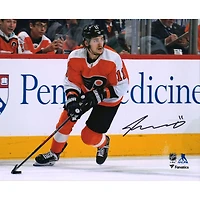 Photographie de patinage autographiée de Travis Konecny ​​des Flyers de Philadelphie en maillot orange 8" x 10"