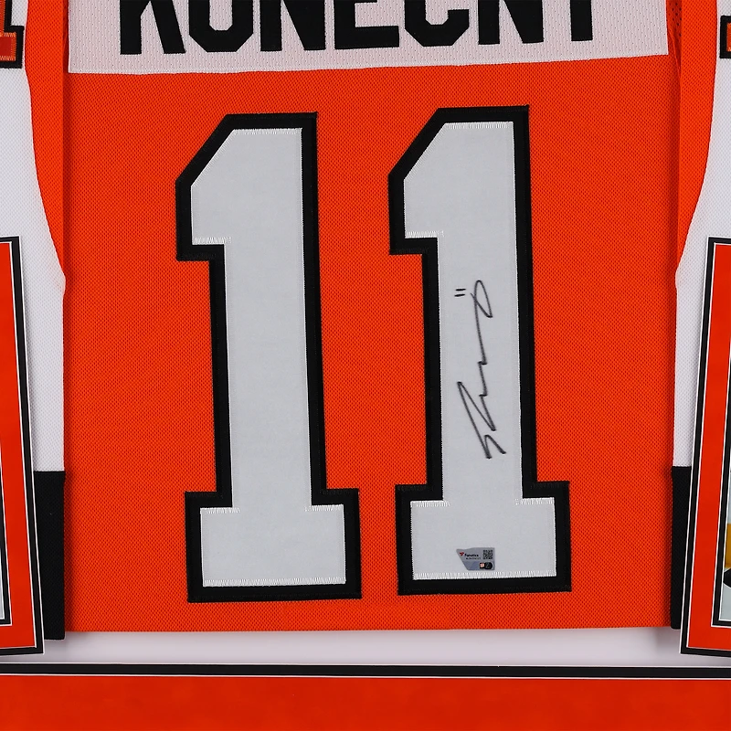 V106832 Flyers Travis Konecny ​​Philadelphia Flyers Deluxe Encadré Autographié Orange Adidas Authentique Jersey 11 Travis Konecny ​​AUT FR HK JERSEY 45603 AUTJERHOC FRJRHK0038 #1