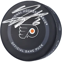 Rondelle de jeu officielle autographiée par Travis Sanheim des Flyers de Philadelphie, modèle 2021