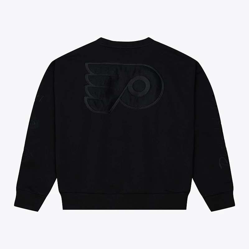 Unisex Mitchell & Ness Black Philadelphia Flyers Phantom Fleece Crew Neck Sweatshirt