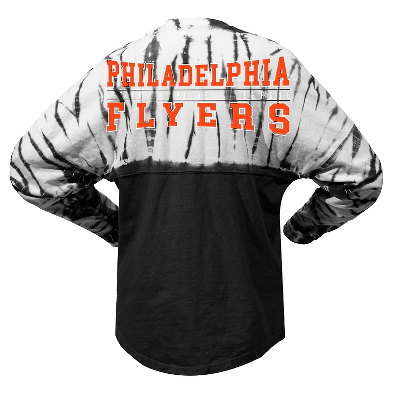 T-shirt unisexe Spirit Jersey noir des Flyers de Philadelphie Crystal Half Dye à manches longues