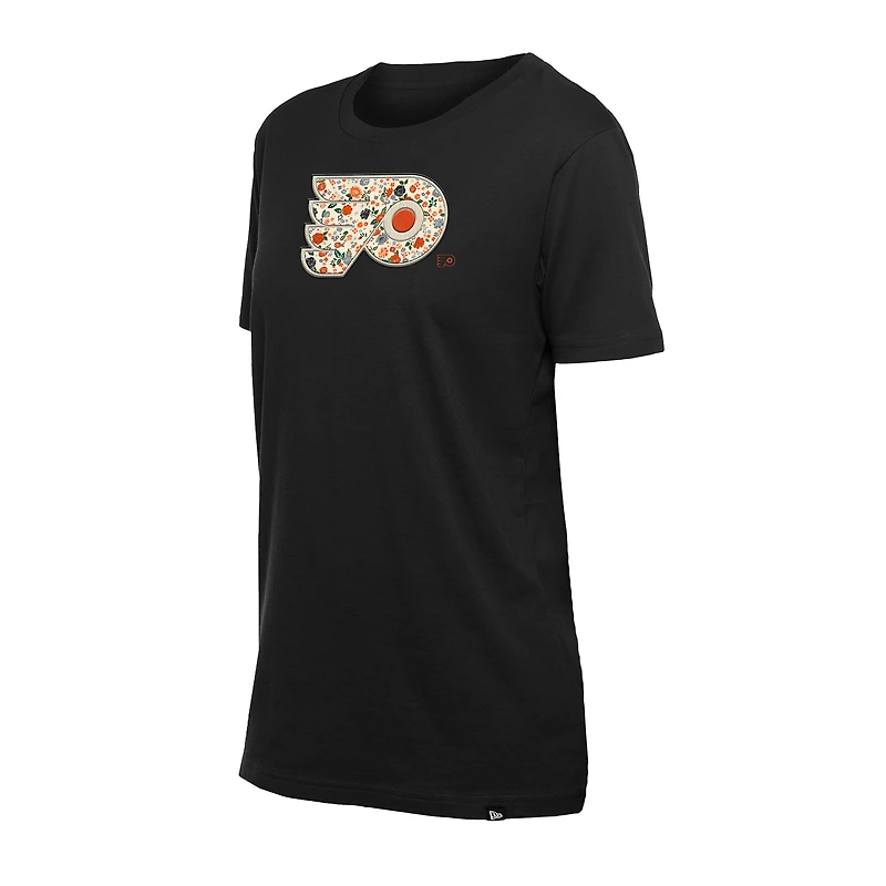 T-shirt à imprimé floral noir pour femme des Philadelphia Flyers de New Era