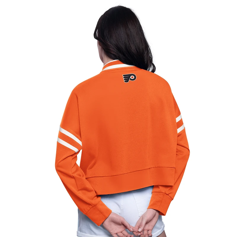 Women's Starter Orange Philadelphia Flyers Power Play Cropped Pullover Sweatshirt