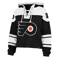 Women's '47  Black Philadelphia Flyers Cropped Lacer Hoodie