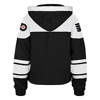 Women's '47  Black Philadelphia Flyers Cropped Lacer Hoodie