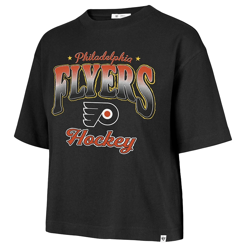 T-shirt court Reed City à carreaux noirs Philadelphia Flyers '47 pour femmes