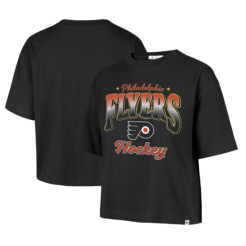 T-shirt court Reed City à carreaux noirs Philadelphia Flyers '47 pour femmes