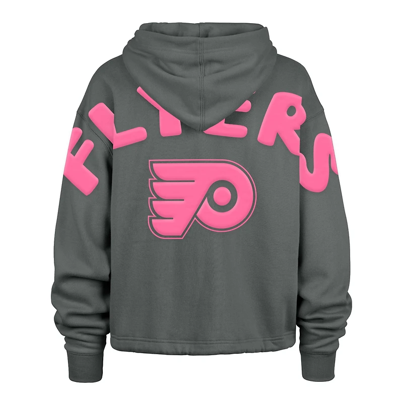 Sweat à capuche court Bright Side Venice '47 gris pour femme des Philadelphia Flyers