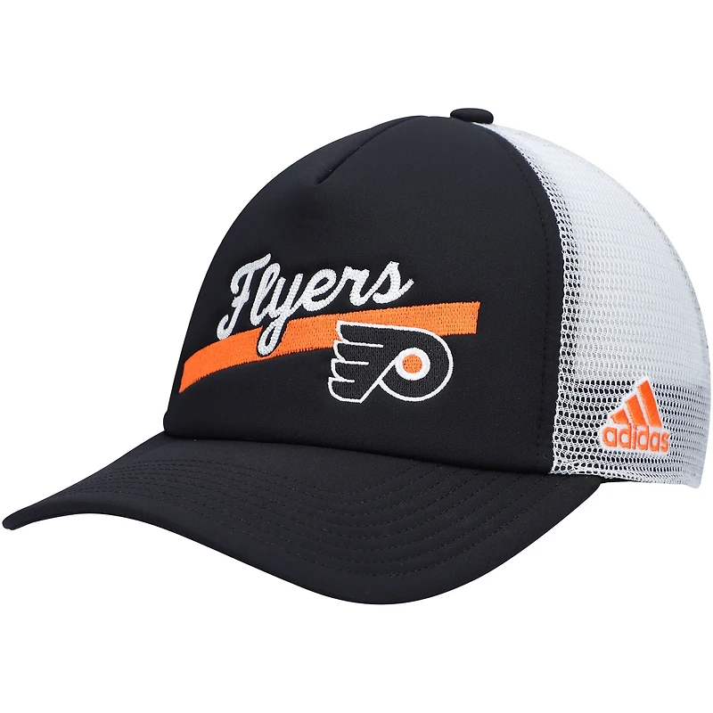 Women's adidas Black/White Philadelphia Flyers Foam Trucker Snapback Hat