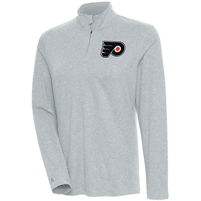 Women's Antigua  Heather Gray Philadelphia Flyers Confront Quarter-Zip Pullover Top