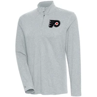 Women's Antigua  Heather Gray Philadelphia Flyers Confront Quarter-Zip Pullover Top