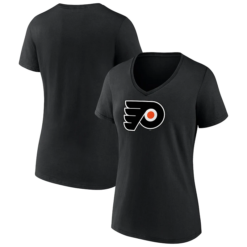 Women's Black Philadelphia Flyers Primary Logo V-Neck T-Shirt