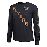 T-shirt à manches longues Champion Black Philadelphia Flyers 2-Hit pour femmes