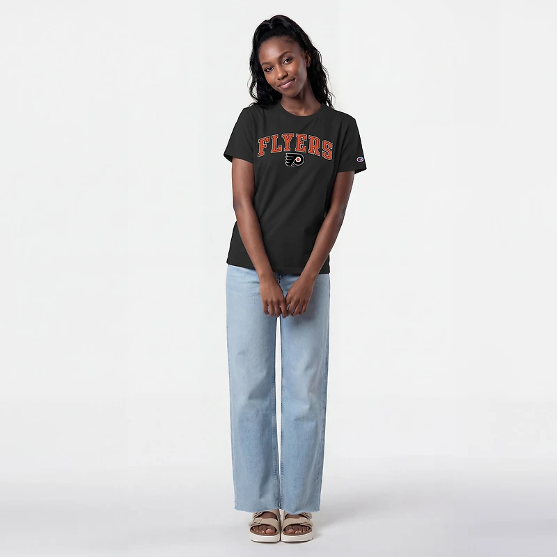 Women's Champion  Black Philadelphia Flyers Arch Mascot Logo T-Shirt