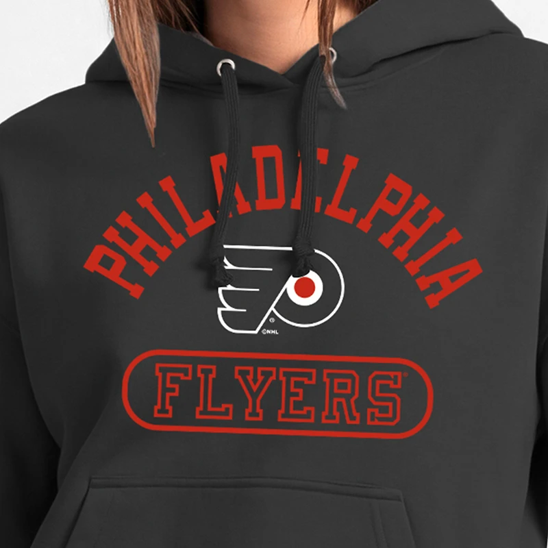 Women's Champion Black Philadelphia Flyers Arched Pill Box Hoodie