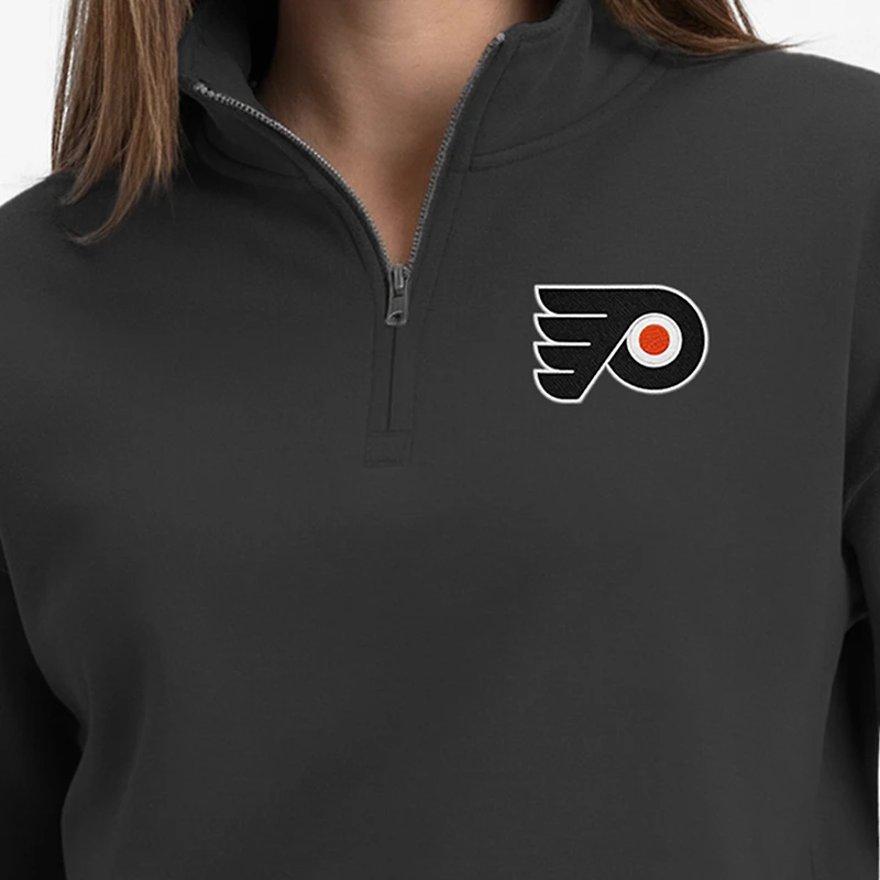 Women's Champion  Black Philadelphia Flyers Powerblend Quarter-Zip Sweatshirt