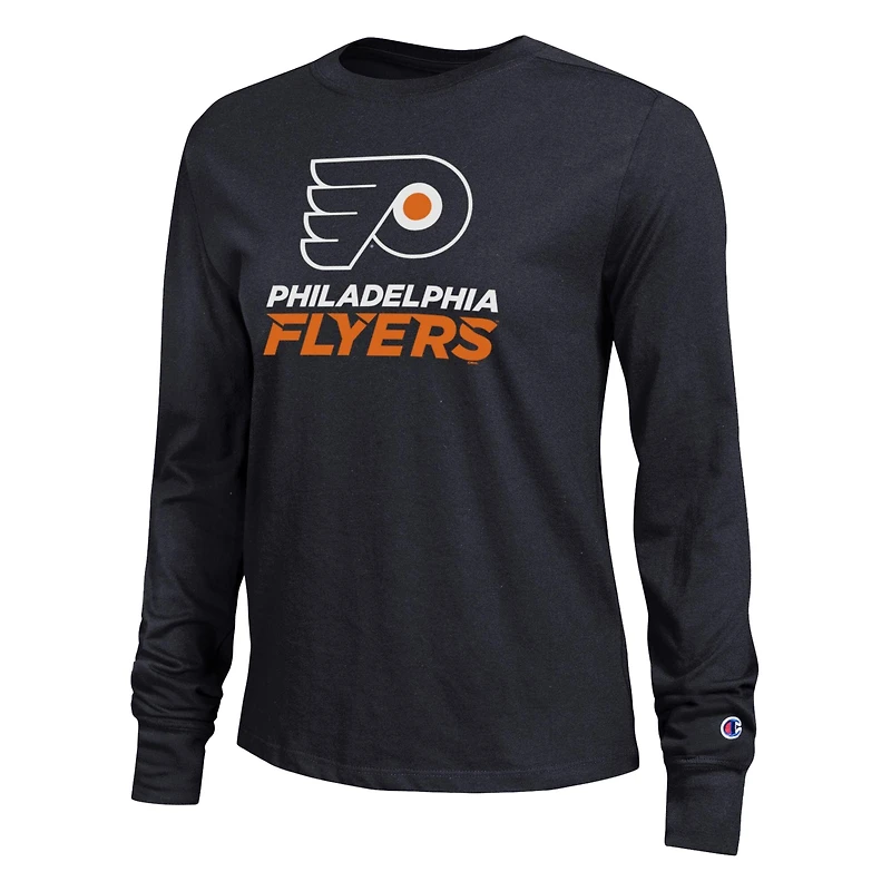 Women's Champion  Black Philadelphia Flyers Wordmark Lockup Long Sleeve T-Shirt