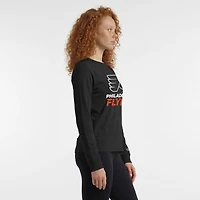 T-shirt à manches longues Champion noir pour femmes, logo Philadelphia Flyers.